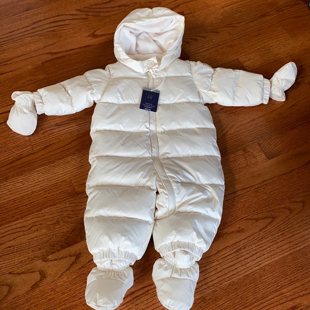 GAP Ivory Infant Snowsuit with Mittens